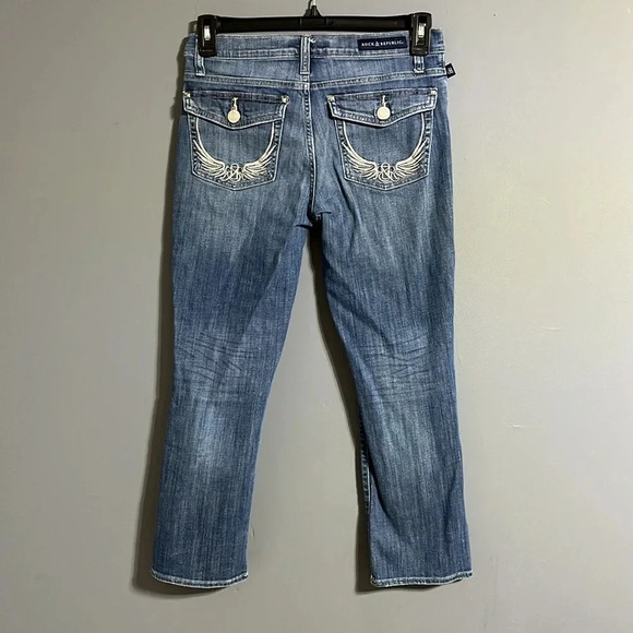 ROCK & REPUBLIC Kendall Cropped Denim Blue Sz 10 - Picture 6 of 10